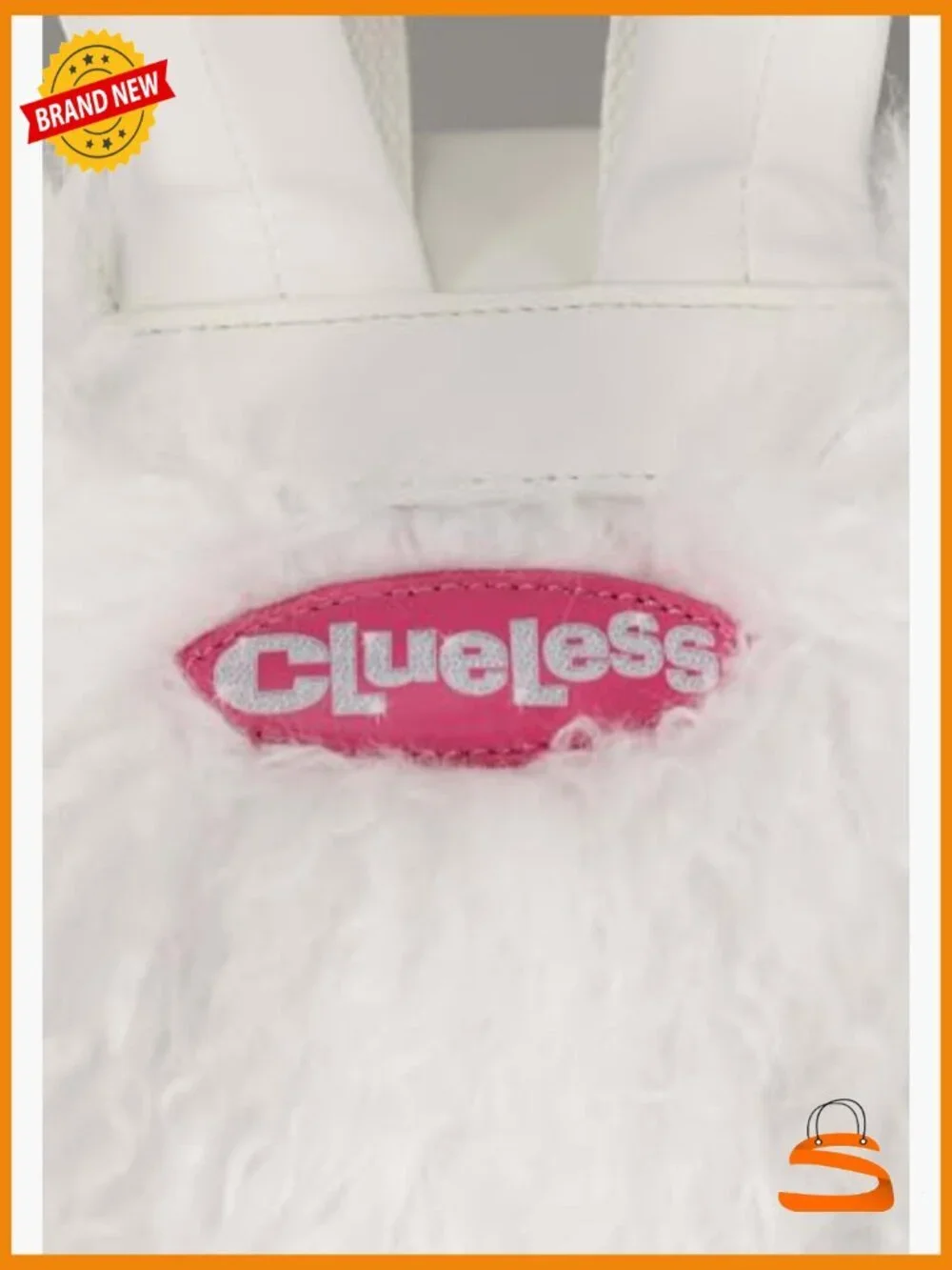 Faux Fur Fuzzy Backpack Handbag with Embroidered Logo